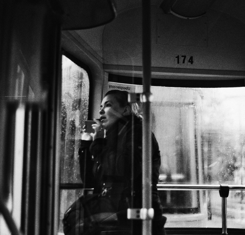 w tramwaju